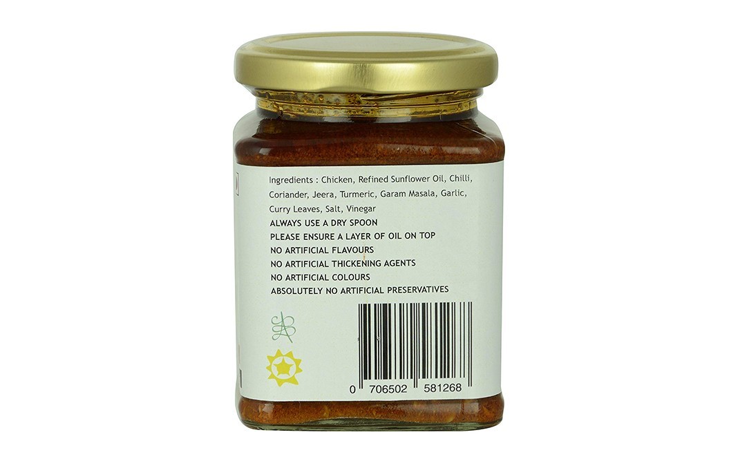 The Pickled Chick Chicken Pickle (Nawaabi Shouk-The Andhra Swing)   Glass Jar  250 grams